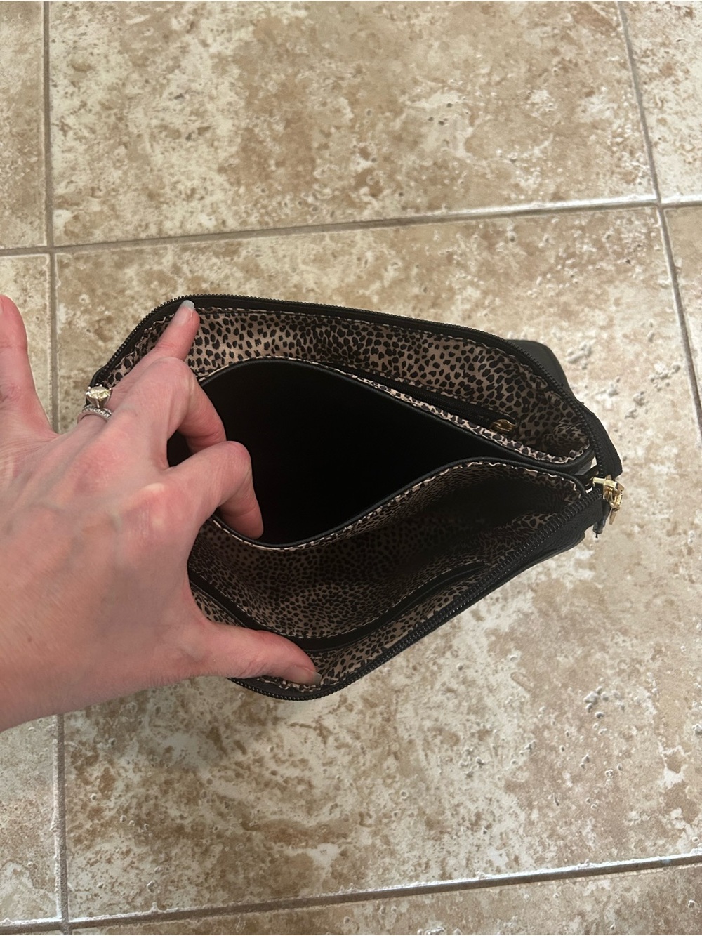 Black Leather Women’s Clutch with Gold Hardware - Picture 4 of 6
